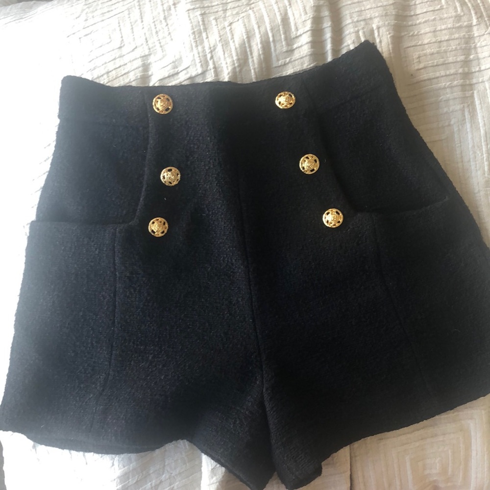 Zara high waisted black gold shorts